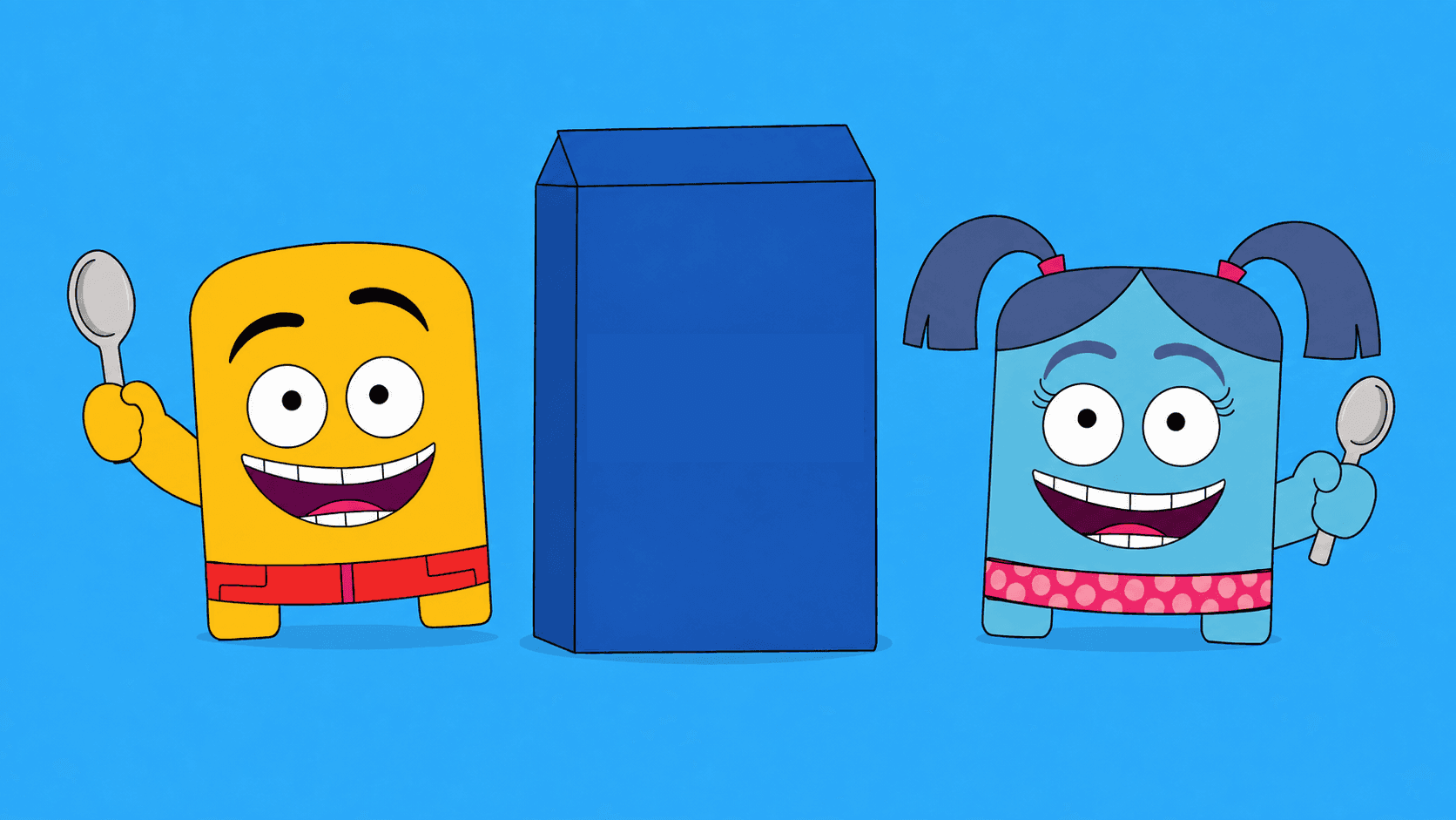 T.Toys characters launching a breakfast mission around a cereal box